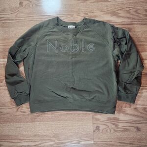 NOBLE Olive Green 100% Cotton Crewneck Sweater, Size XL/True Fit L